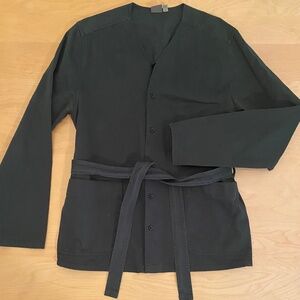 Green wrap jacket no collar